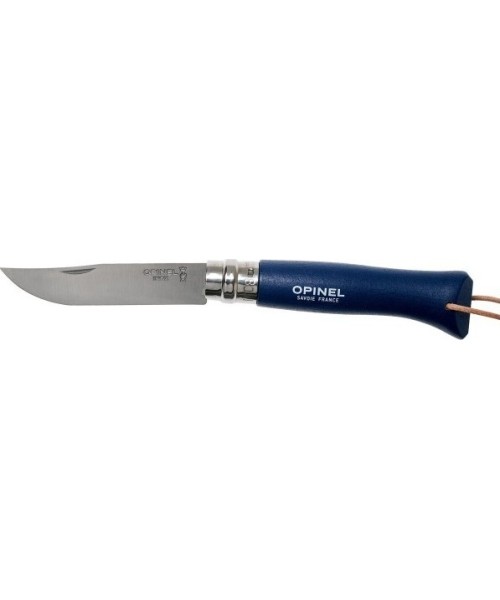 Hunting and Survival Knives Opinel: Peilis su dirželiu Opinel Colorama 08 Inox Grab tamsiai mėlynas, su įdėklu