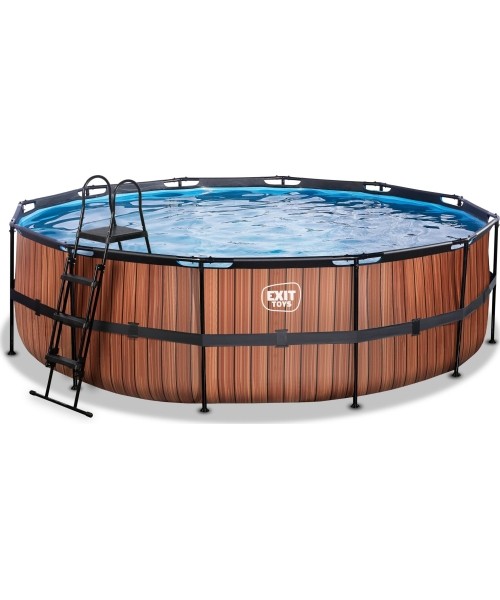 Viršžeminiai baseinai Exit: EXIT Wood pool ø488x122cm with sand filter pump - brown