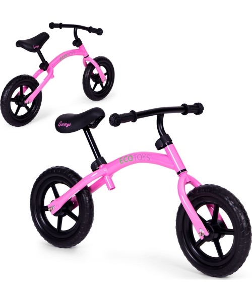 Children's Scooters Eco Toys: Vaikiškas krosinis dviratis EVA ratai ECOTOYS rožinės spalvos