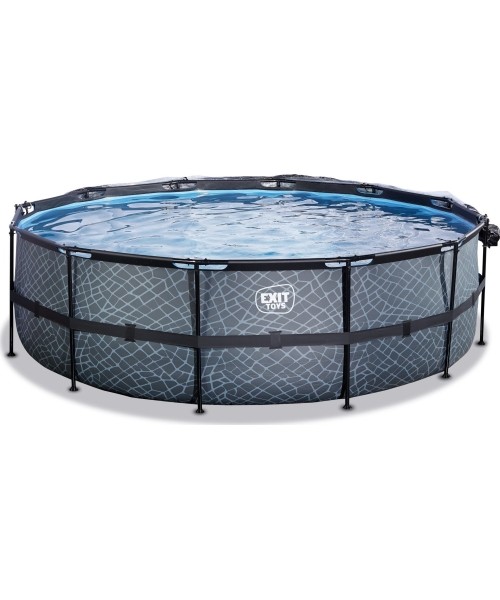 Above Ground Pools Exit: EXIT Stone pool ø488x122cm with sand filter pump - grey