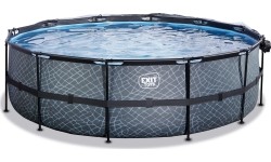 Above Ground Pools Exit: EXIT Stone pool ø488x122cm with sand filter pump - grey