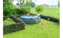 Above Ground Pools Exit: EXIT Stone pool ø488x122cm with sand filter pump - grey