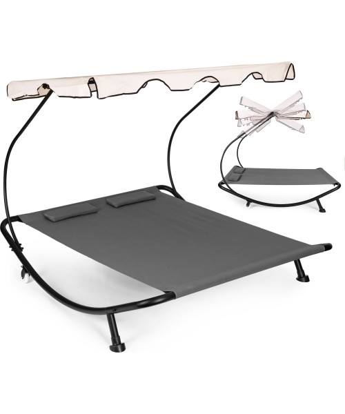 Gultai ModernHOME: Sodo gultas dvivietis su reguliuojamu baldakimu hamakas pilkas ModernHome