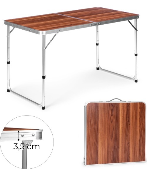 Tables ModernHOME: Turistinis stalas sulankstomas stalas kempingo rudos spalvos viršus 120 x 60 cm