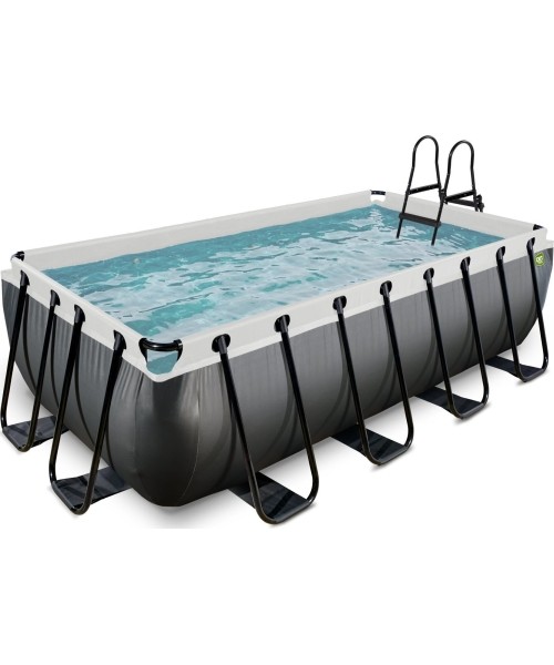 Above Ground Pools Exit: EXIT Black Leather pool 400x200x100cm with filter pump - black