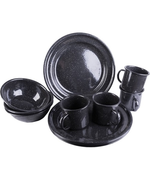 Cookers and Accessories MIL-TEC: BLACK WESTERN 12-PCS DISHES ENAMELLED