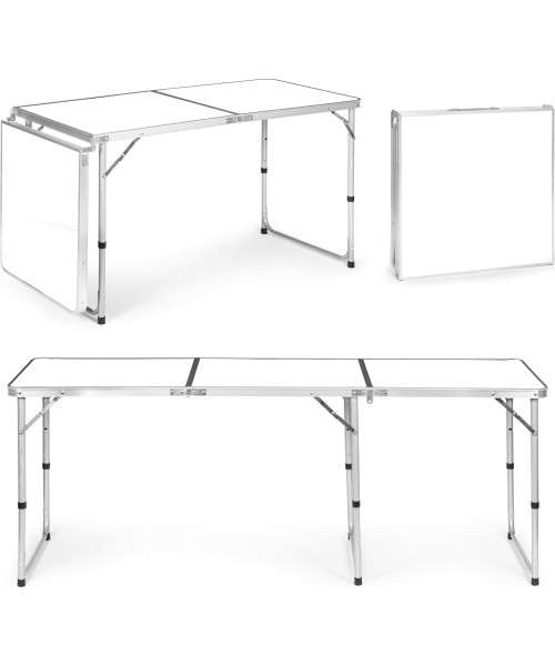 Tables ModernHOME: Turistinis stalas sulankstomas stalas kempingo baltas viršus 180 x 60 cm