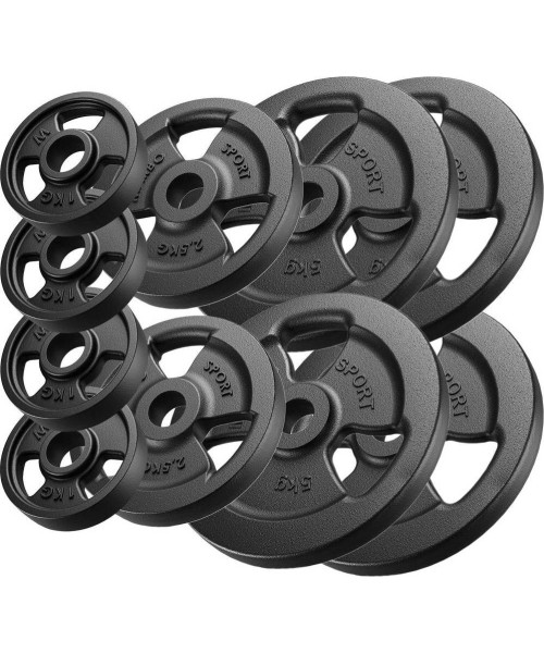 Steel inSPORTline Plates Marbo Sport: Ketaus svorių komplektas Marbo, 29kg / 4x5kg + 2x2.5kg + 4x1kg