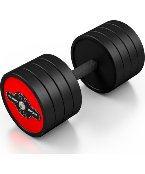 Rubber Dumbbells Marbo Sport: Plieninis gumuotas hantelis Marbo Sport, 32.5kg, raudonas