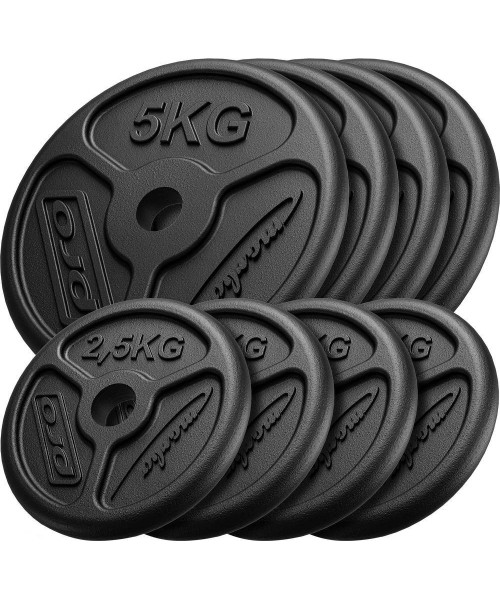 Steel inSPORTline Plates Marbo Sport: Ketaus svorių komplektas Marbo Slim, 30kg / 4x5kg + 4x2.5kg