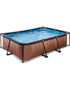 EXIT Wood pool 220x150x65cm with filter pump - brown