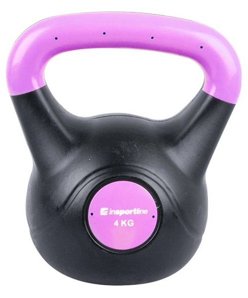 Neoprene Kettlebells inSPORTline: Vinilinė gira cementiniu užpildu Vin-Bell Dark 4kg