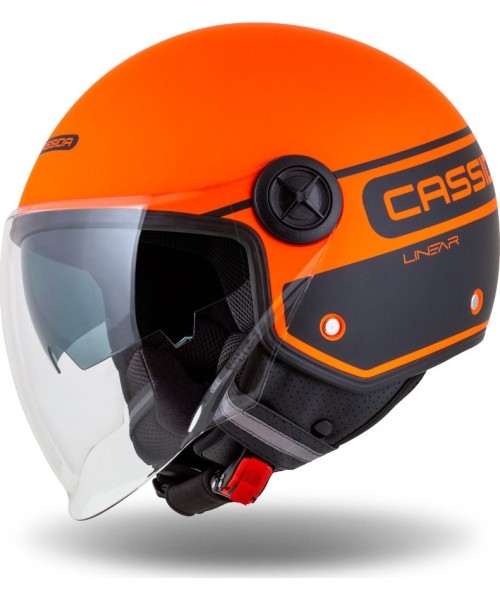 Scooter Helmets Cassida: Motociklininko šalmas Cassida Handy Plus Linear Pearl Matte Orange/Black