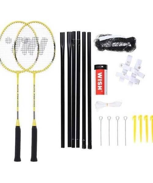 Badmintono rinkiniai Wish: ALUMTEC 4466 BADMINTONO RINKINYS 2 VNT. + SMIGINIS 3 VNT. + TINKLELIS + NORŲ LINIJOS