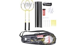 Badmintono rinkiniai Wish: ALUMTEC 4466 BADMINTONO RINKINYS 2 VNT. + SMIGINIS 3 VNT. + TINKLELIS + NORŲ LINIJOS