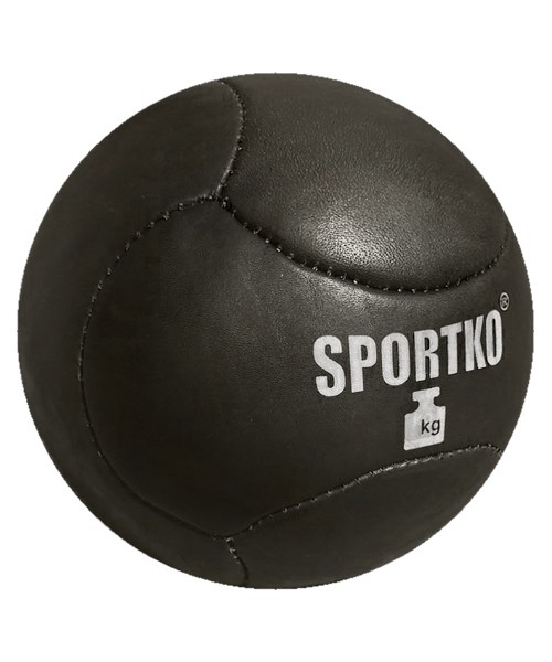 Medicininiai kamuoliai su rankenomis SportKO: Natūralios odos kimštinis kamuolys SportKO Medbol