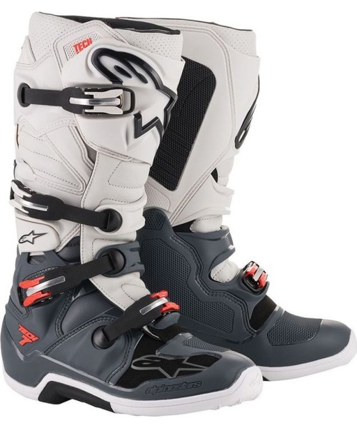 Men's High Boots Alpinestars: Motorcycle Boots Alpinestars Tech 7 Dark Gray/Light Gray/Fluo Red 2022