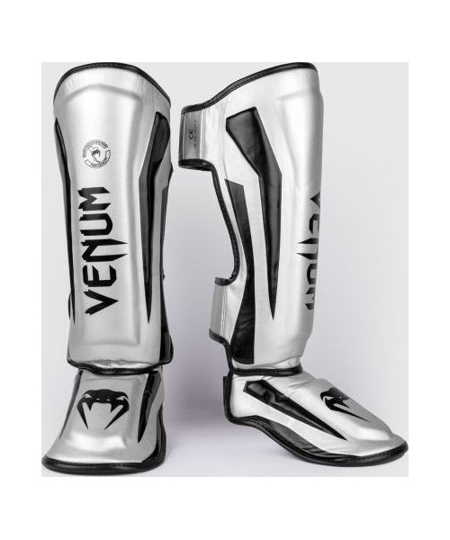 Kojų ir blauzdų apsaugos Venum: Venum Elite Standup Shinguards - Silver/Black