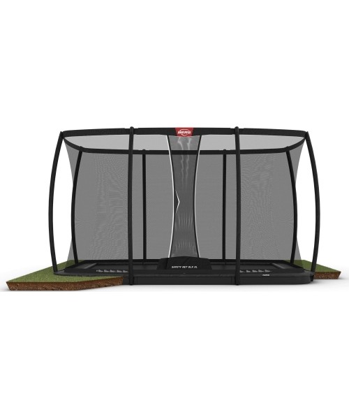 Įleidžiami batutai BERG: BERG Ultim Champion FlatGround 410 Grey + Safety Net DLX XL