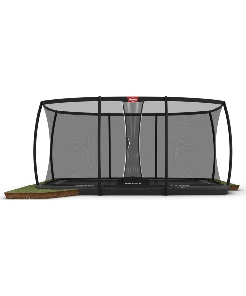 In-ground trampolines BERG: BERG Ultim Elite FlatGround 500 Grey + Safety Net DLX XL