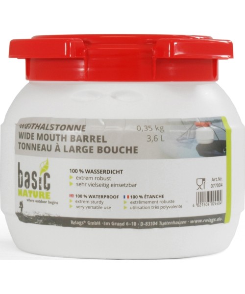 Išgyvenimo reikmenys ir jų rinkiniai BasicNature: Statinė BasicNature Wide Mouth 3.6L, balta