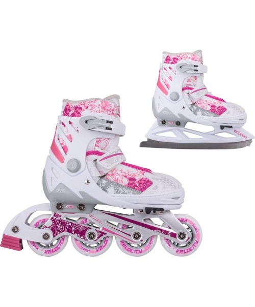 Children's Skates 2in1 Worker: Riedučiai - pačiūžos reguliuojamo dydžio Worker Pinkola