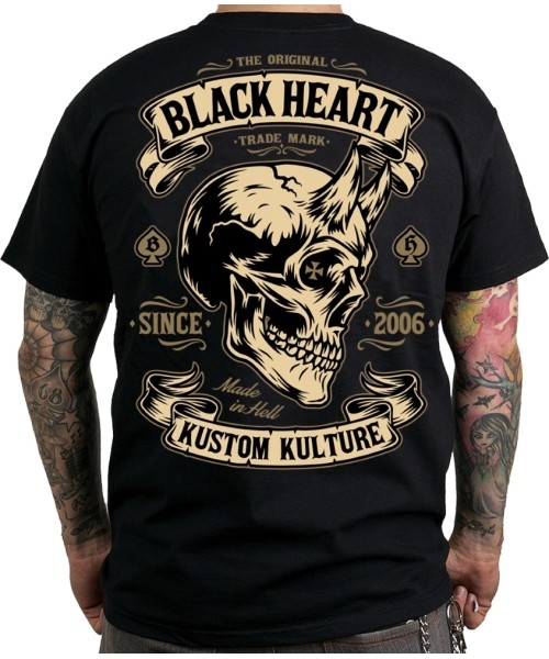 Men's T-Shirts Black Heart: T-Shirt BLACK HEART Devil Skull