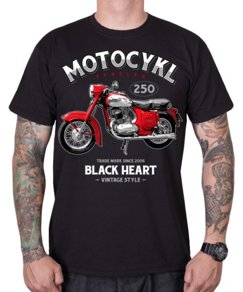 Vyriški marškinėliai Black Heart: T-Shirt BLACK HEART Motorcycle Panelka