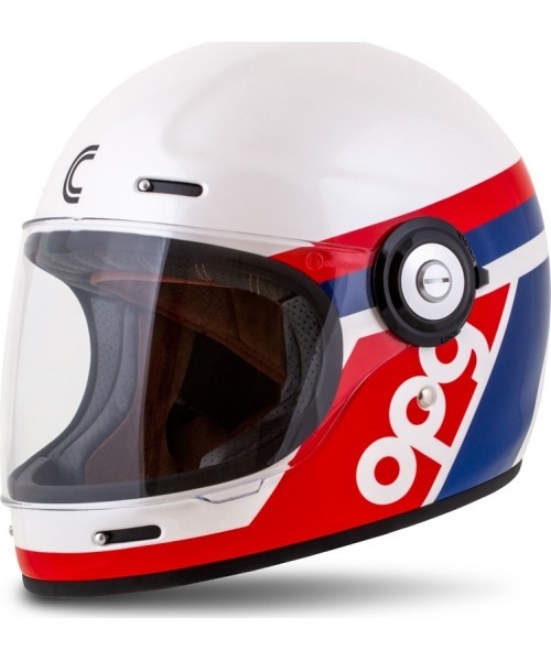 Viso veido šalmai Cassida: Motorcycle Helmet Cassida Fibre OPG White/Blue/Red