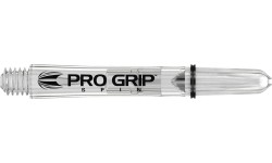 Velenai Target: Dart Shafts Target Pro Grip Spin Clear Intermediate - 3 x 3 pakuotės