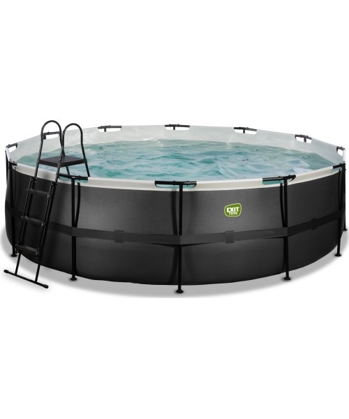 Above Ground Pools Exit: EXIT Black Leather pool ø488x122cm with sand filter pump - black