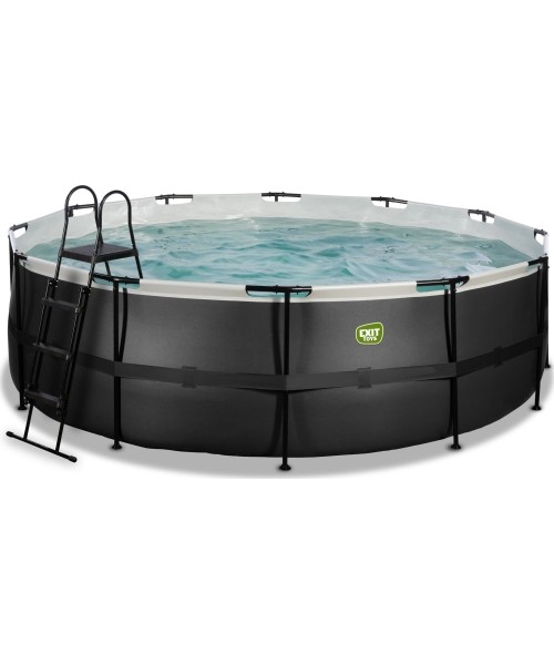 Viršžeminiai baseinai Exit: EXIT Black Leather pool ø450x122cm with sand filter pump - black