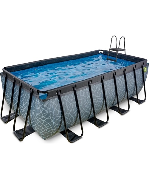 Viršžeminiai baseinai Exit: EXIT Stone pool 400x200x122cm with sand filter pump - grey