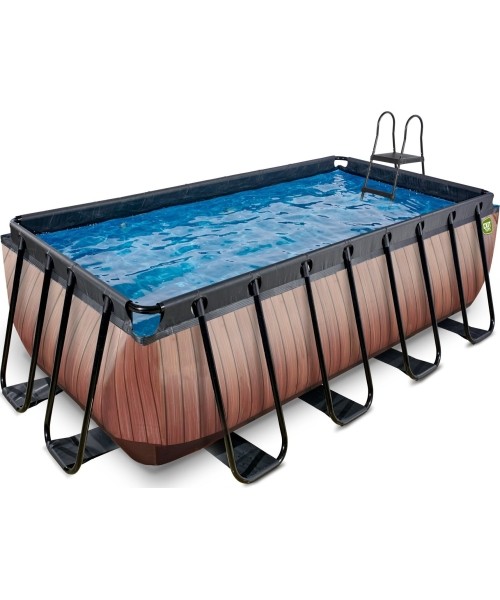 Above Ground Pools Exit: EXIT Wood pool 400x200x122cm with sand filter pump - brown