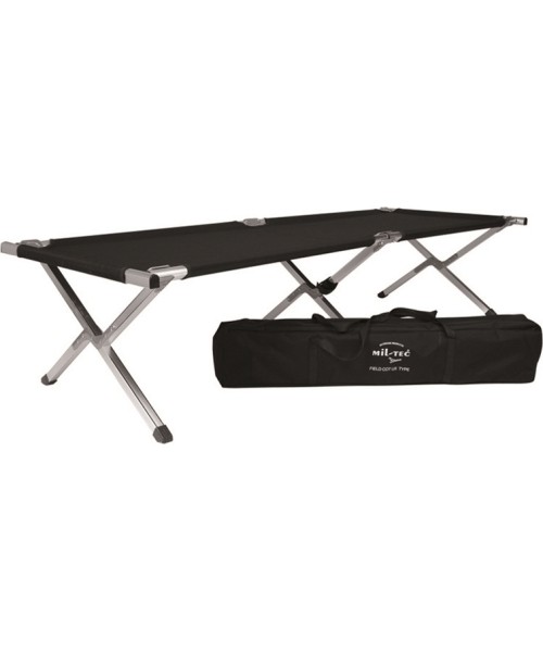 Gultai MIL-TEC: BLACK US STYLE ALUM. FOLDING COT W. BAG