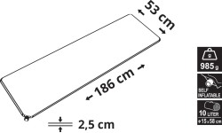 Inflatable Camping Mats Cattara: Savaime prisipučiantis kilimėlis Cattara – mėlynas, 186 x 53 x 2,5 cm