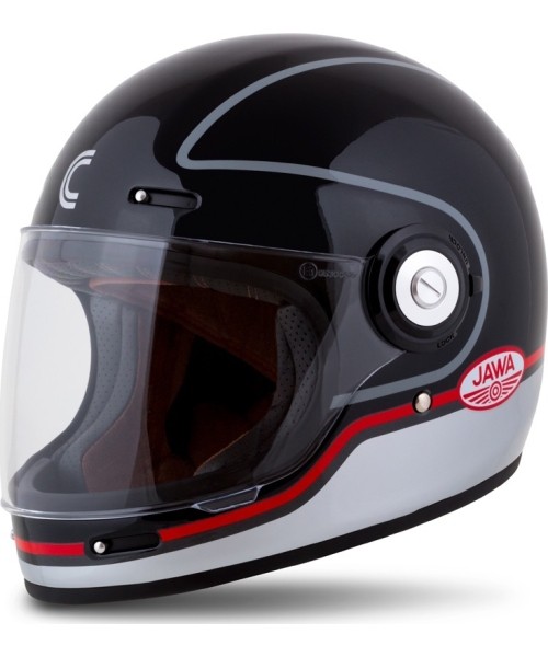 Full Face Helmets Cassida: Motociklininko šalmas Cassida Fibre Jawa Sport Black/Silver/Red