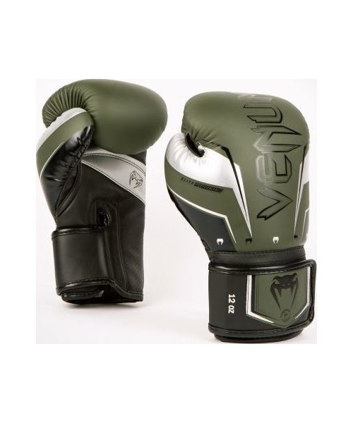 Bokso pirštinės Venum: Venum Elite Evo Boxing Gloves - Khaki/Silver