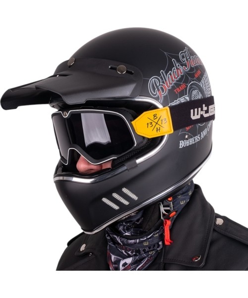 Motocross Helmets W-TEC Black Heart: Motociklininko šalmas W-TEC Black Heart Retron su Dalhart akiniais