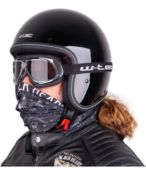 Open Face Helmets W-TEC: Chopper šalmas W-TEC Badachos su Atavist akiniais