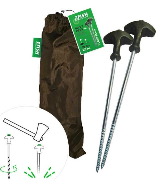Skėčiai ZFish: ZFISH Bivvy kuoliukų rinkinys 25cm/10vnt.