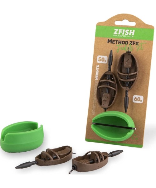 Svareliai ZFish: ZFISH Method Feeder rinkinys ZFX 50,60g+formos