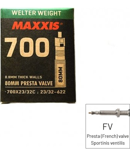 Aksesuarai bei priedai dviračiams : Kamera MAXXIS 700x23/32 FV, 80mm