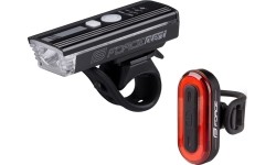 Gloves & Helmets & Accessories : Dviračio žibintų komplektas Force Futuro, kraunamas USB, juodas