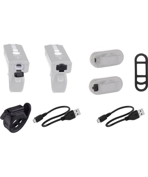 Gloves & Helmets & Accessories : Dviračio žibintų komplektas Force Futuro, kraunamas USB, juodas