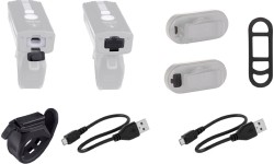 Gloves & Helmets & Accessories : Dviračio žibintų komplektas Force Futuro, kraunamas USB, juodas