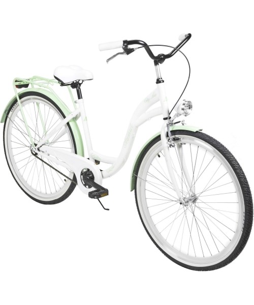 Dviračiai jaunimui ir suaugusiems : Dviratis AZIMUT City Lux 28" 2023 white-mint