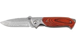 Medžiokliniai ir išgyvenimo peiliai FoxOutdoor: Damasko plieno peilis su odiniu dėklu FoxOutdoor