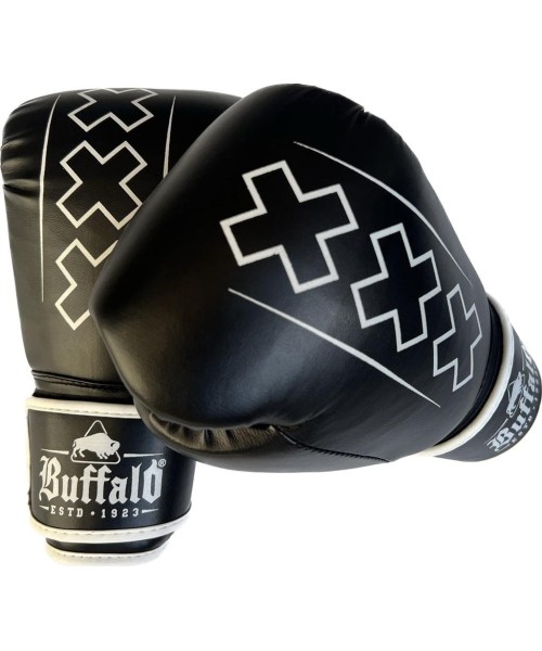 Bokso pirštinės Buffalo: "Buffalo Outrage" bokso pirštinės juodai baltos 16oz
