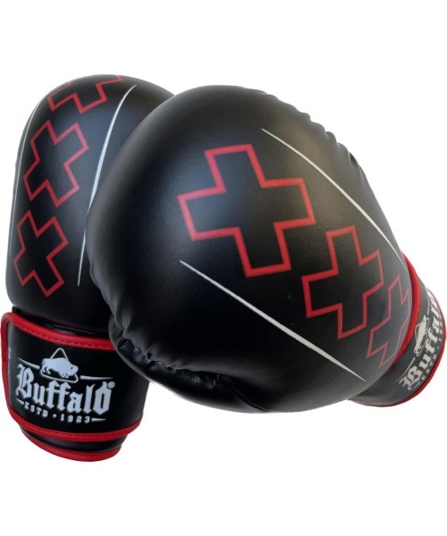 Bokso pirštinės Buffalo: "Buffalo Outrage" bokso pirštinės juodos ir raudonos spalvos 12oz